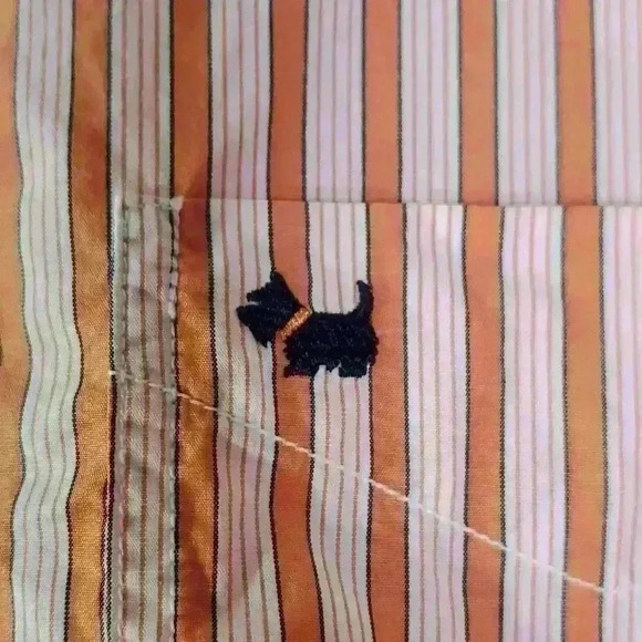 Ferrioni Sportivo Orange Stripe Button Down Shirt Scottie Dog Logo Pocket sz XL - Picture 3 of 10
